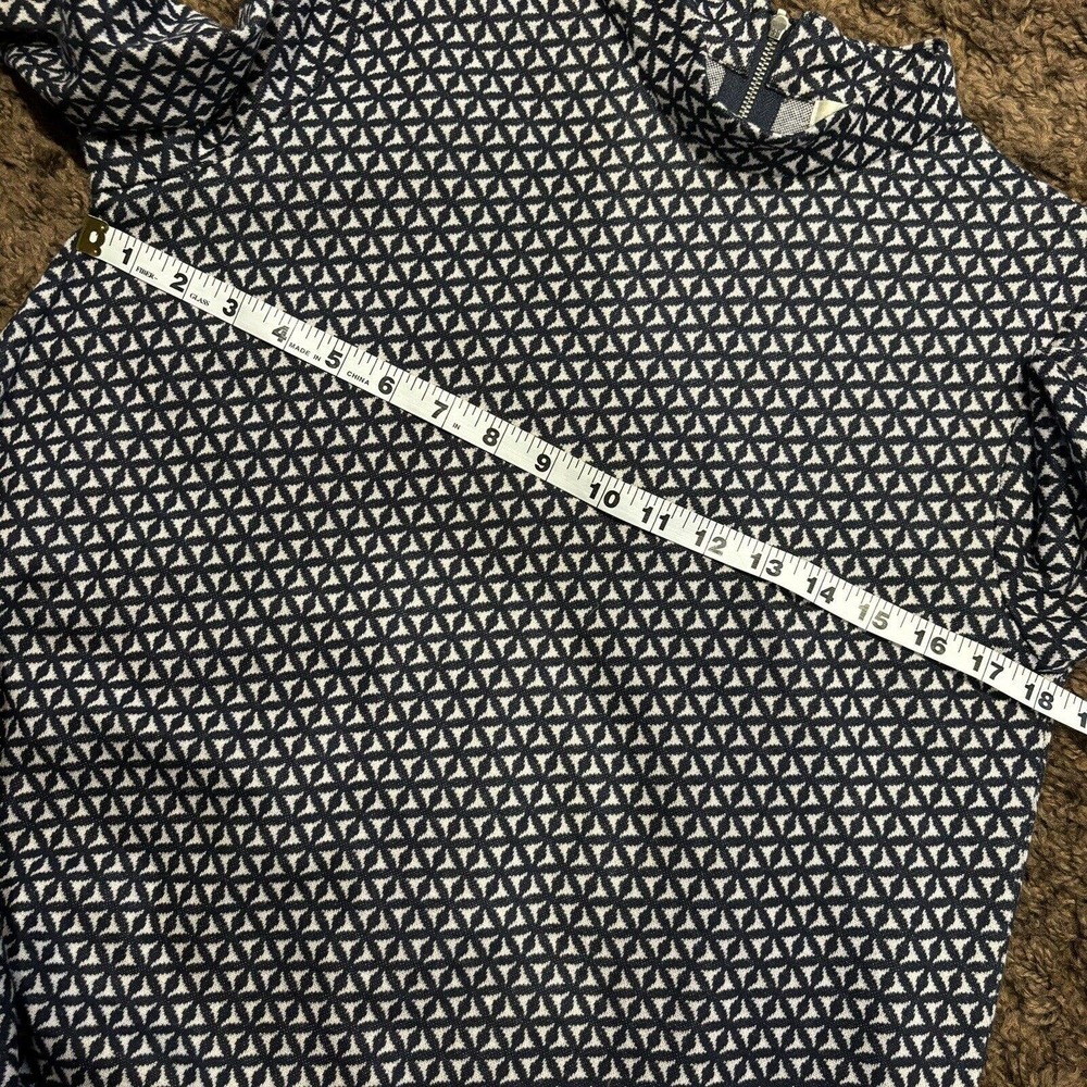 Tyler Boe Women's XS Tunic Sweater Mock Neck Blue Faux Leather Cuff Geometric - Picture 10 of 10